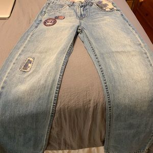 12 reg. Boys Levi’s w really cool patches